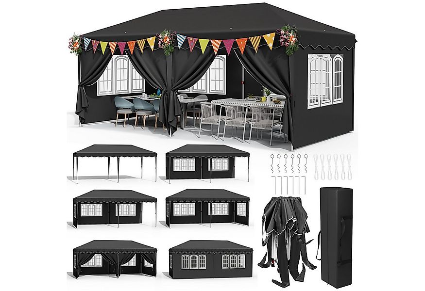 TLGREEN Faltpavillon Pavillon 3x6 Wasserdicht Stabil Winterfest, mit 6 Seit günstig online kaufen