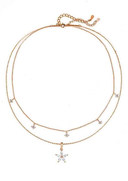 Hey Happiness Ketten-Set ‘Blütenblatt‘ 925 Silber Layer Damen Blume Zirkoni günstig online kaufen