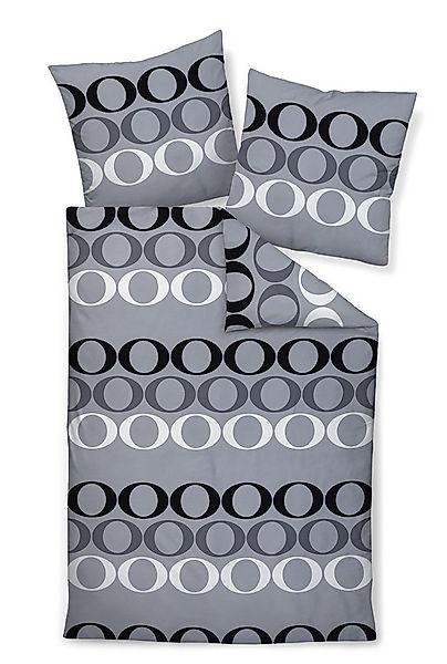 Janine Bettwäsche Palermo, Mako-Satin, 2 teilig, Kreise in schwarz, weiß, g günstig online kaufen