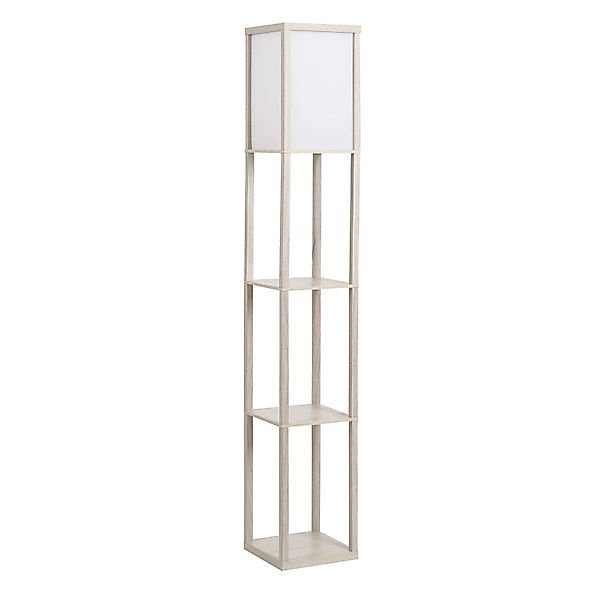 HOMCOM Stehleuchte mit Regalen E27 bis 40W Holz Eiche 26x26x160cm Ohne Glüh günstig online kaufen