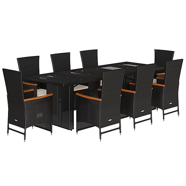 vidaXL 9-Tlg Garten-Essgruppe mit Kissen Schwarz Poly Rattan 3277535 günstig online kaufen