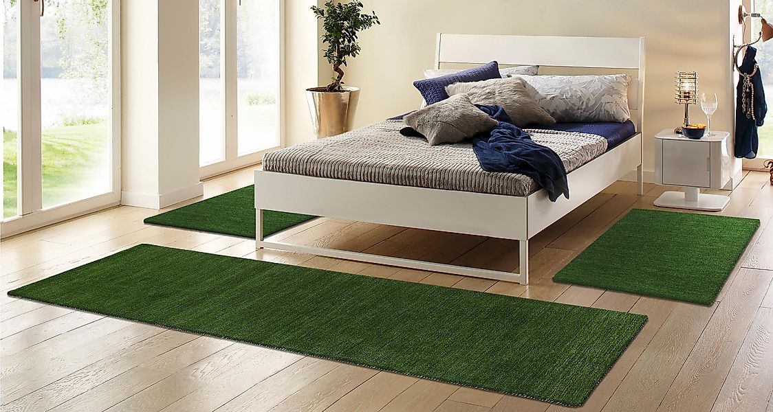 THEKO Bettumrandung "Gabbeh Uni, Handweb Teppich, meliert, reine Wolle" Höh günstig online kaufen