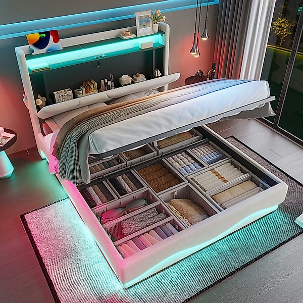 HAUSS SPOLE Polsterbett 160×200 LED-Doppelbett mit günstig online kaufen