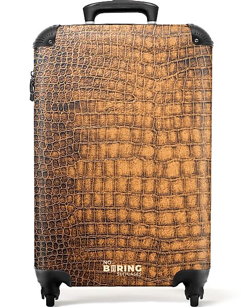 NoBoringSuitcases.com© Hartschalen-Trolley Dunkelbraunes Leder mit Krokodil günstig online kaufen