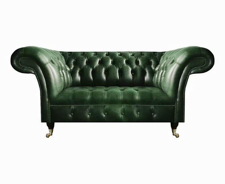 JVmoebel Chesterfield-Sofa Luxus Zweisitzer Sofa Couch Grün Leder Sofa Wohn günstig online kaufen