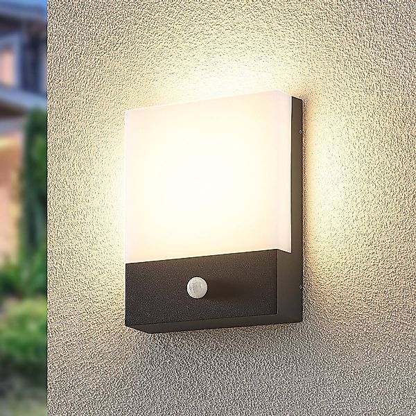 Lindby LED-Wandleuchte Vanira, anthrazit, Alu, Sensor, IP54 günstig online kaufen