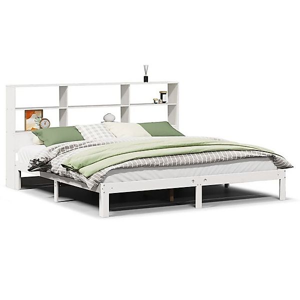 vidaXL Bett, Massivholzbett mit Regal ohne Matratze Weiß 180x200 cm Kiefer günstig online kaufen