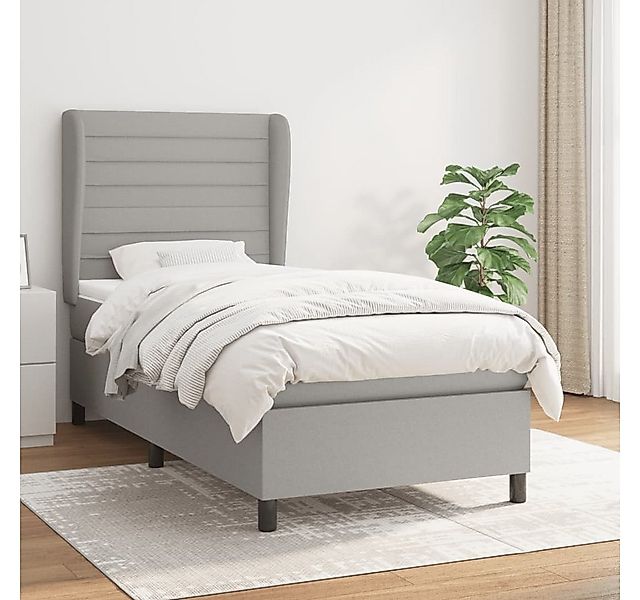 vidaXL Boxspringbett Boxspringbett mit Matratze Hellgrau 90x200 cm Stoff Be günstig online kaufen