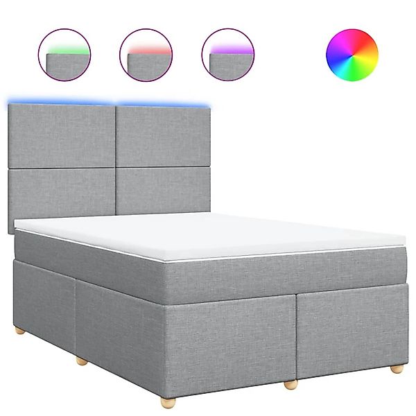 vidaXL Boxspringbett mit Matratze Hellgrau 160x200 cm Stoff 3293624 günstig online kaufen