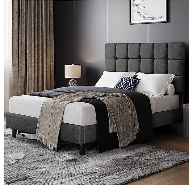 Yaheetech Polsterbett Bettgestell, Doppelbett mit Höhenverstellbarem Kopfte günstig online kaufen