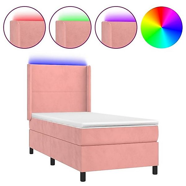 vidaXL Boxspringbett Boxspringbett mit Matratze LED Rosa 80x200 cm Samt Bet günstig online kaufen