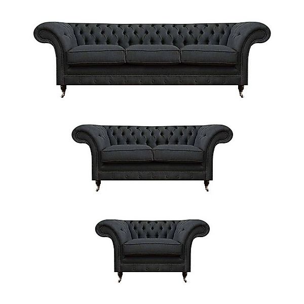 JVmoebel Sofa Elegante Graue Chesterfield Wohnzimmer Sofas Designer Couchen günstig online kaufen