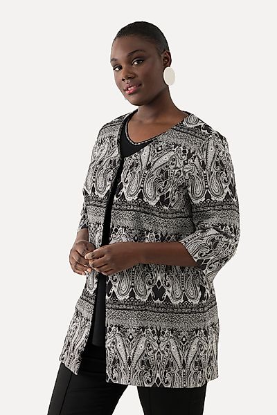 Ulla Popken Sommerjacke Jacke Paisley V-Ausschnitt günstig online kaufen