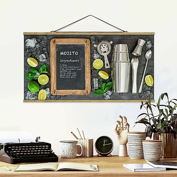 Stoffbild Küche mit Posterleisten - Querformat Mojito Rezept günstig online kaufen