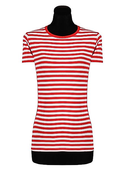 thetru T-Shirt Damen Ringelshirt kurzarm rot-weiß günstig online kaufen