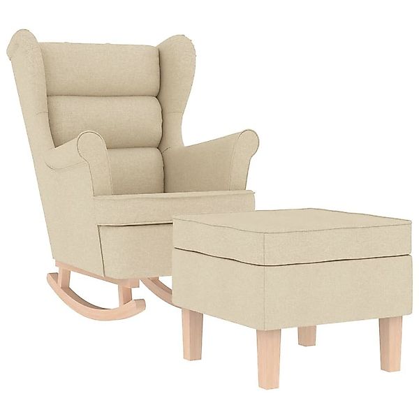 vidaXL Sessel Schaukelstuhl mit Fußhocker Creme günstig online kaufen