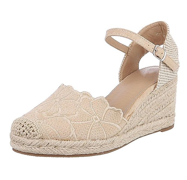 Ital-Design Beige Wedges mit Blumenstickerei – Sommerliche Eleganz Schnürpu günstig online kaufen