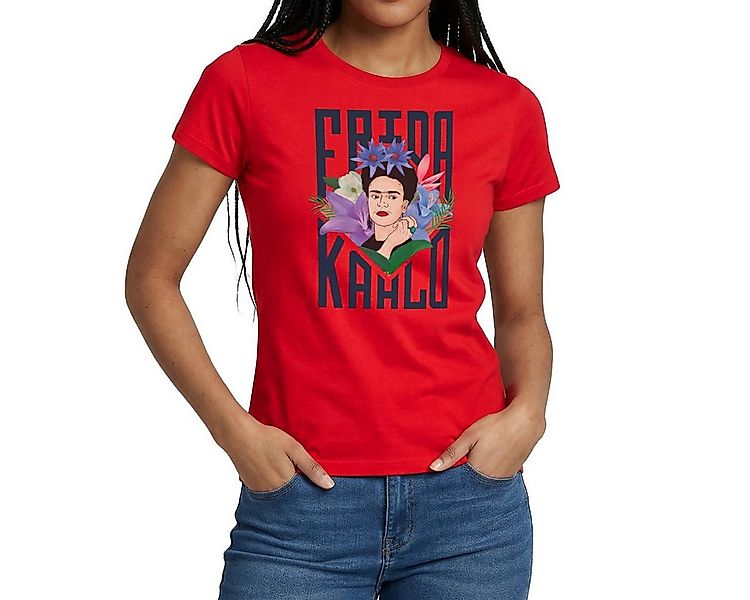 Spreadshirt T-Shirt Frida Kahlo Mit Blumenkranz Portrait Frauen T-Shirt (1- günstig online kaufen