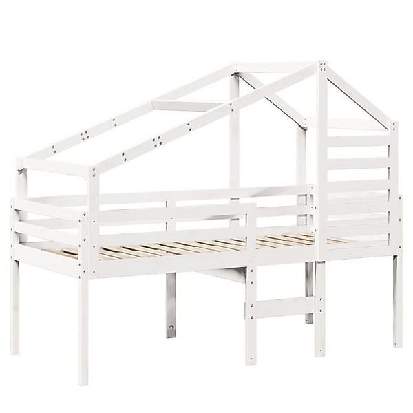 vidaXL Bett Hochbett mit Dach Weiß 80x200 cm Massivholz Kiefer günstig online kaufen