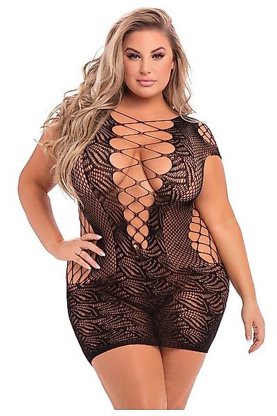 Pink Lipstick Lingerie Minikleid Netz Mini-Kleid Plus Size Übergröße - schw günstig online kaufen