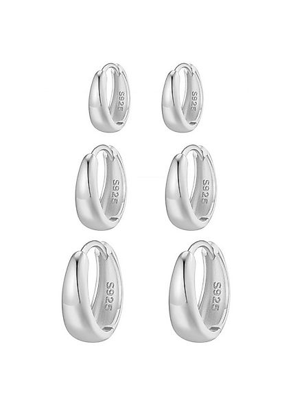 Hey Happiness Creolen-Set Kuppel-Stack, 6er Damenset Silber 925, Klein Mitt günstig online kaufen