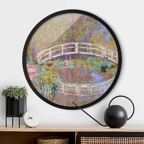 Rundes Bild mit Rahmen Claude Monet - Brücke Monets Garten günstig online kaufen