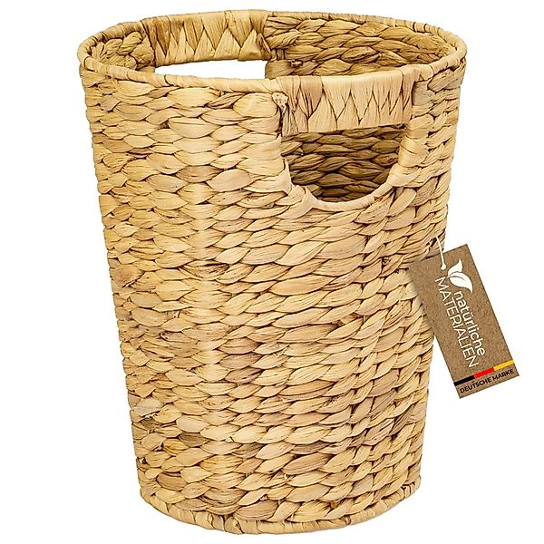 HMF Papierkorb Büro Aufbewahrungskorb Geflochten Wasserhyazinthe Rund 25 cm günstig online kaufen