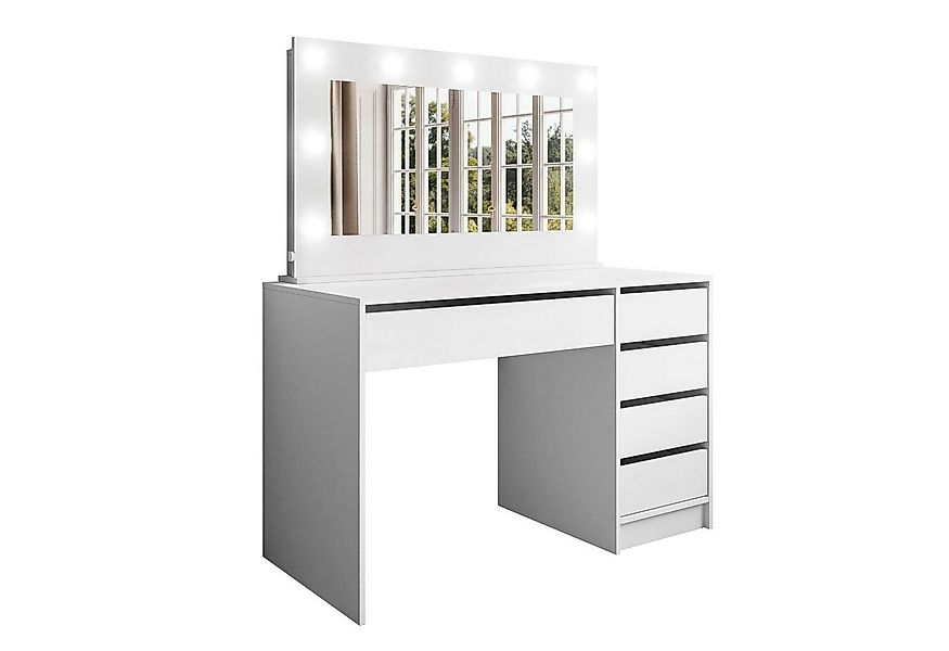 Lookway Schminktisch MADA Spiegel Schubladen Schreibtisch Weiß Hochglanz LE günstig online kaufen