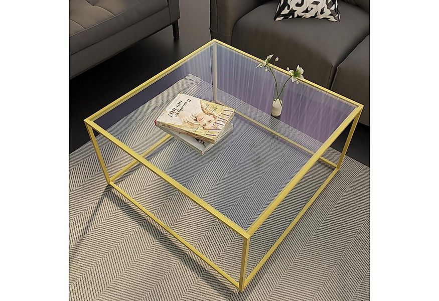 LuxusKollektion Couchtisch Couchtisch Glas quadratisch modern gold 67x67 in günstig online kaufen