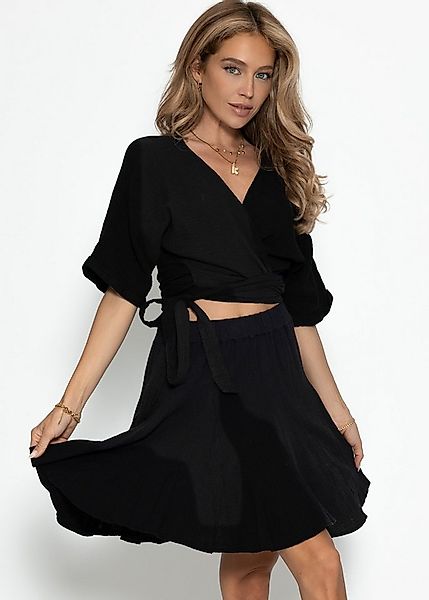 SASSYCLASSY A-Linien-Rock Musselin Rock mit Godet-Falten für Damen Rock aus günstig online kaufen