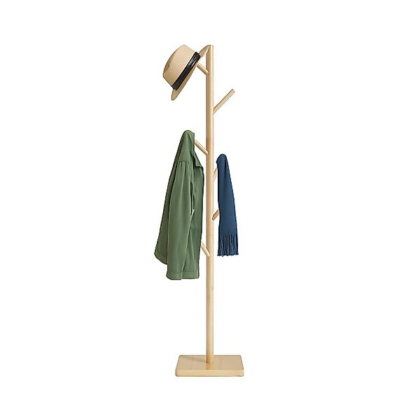 relaxdays Garderobenständer Bambus 8 Hake, Natur günstig online kaufen