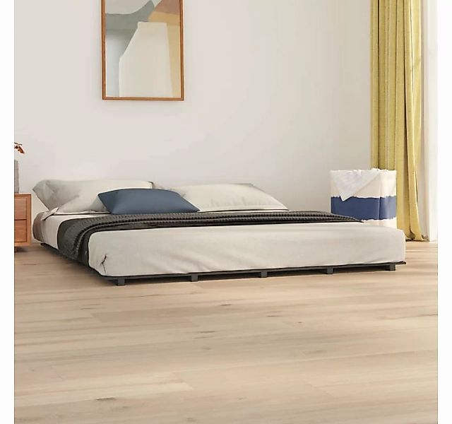 furnicato Bett Massivholzbett Grau 200x200 cm Kiefer günstig online kaufen