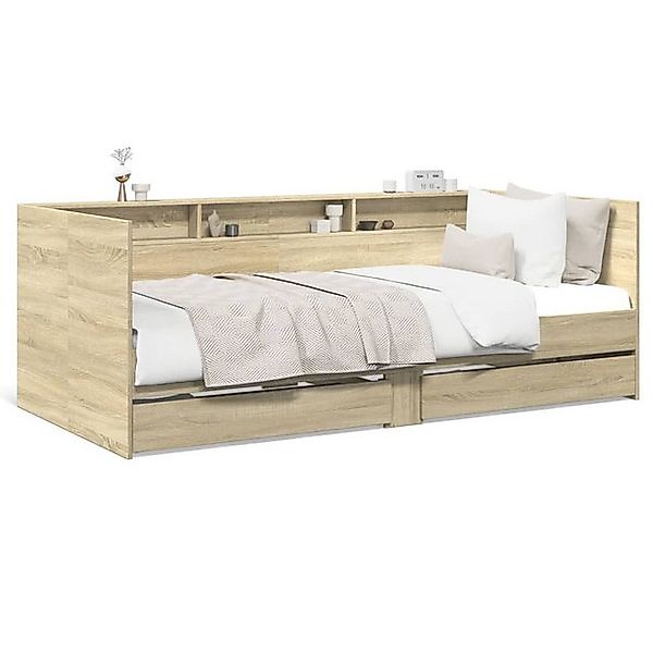 vidaXL Bett, Tagesbett mit Schubladen Sonoma-Eiche 100x200 cm Holzwerkstoff günstig online kaufen