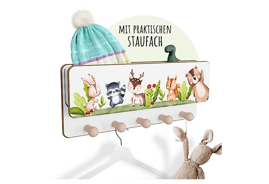 Holzura Kinderregal Kindergarderobe aus Holz mit Ablage und magnethaftendem günstig online kaufen