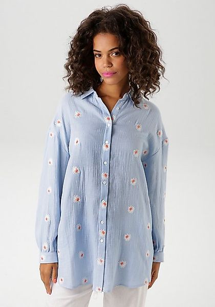 Aniston CASUAL Hemdbluse, mit bezaubernden Blüten bestickt günstig online kaufen