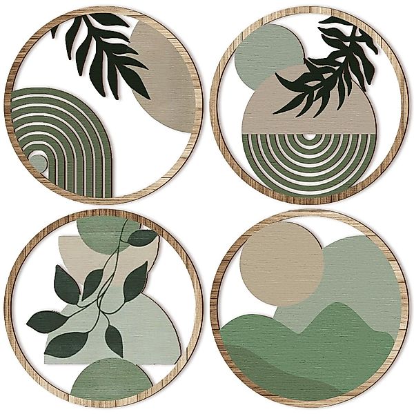 Coonoor Poster 4 Stück Boho Holz-Wandkunst günstig online kaufen