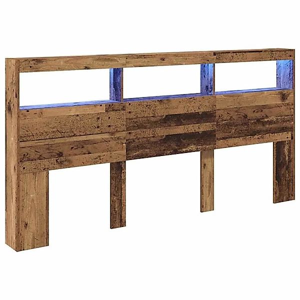 vidaXL Kopfteil mit Regal Altholz 200 x 17 x 102 cm Holzwerkstoff 886253 günstig online kaufen