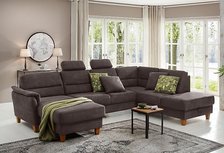 Home affaire Wohnlandschaft "Palmera U-Form, B: 308 cm" optional Bettfunkti günstig online kaufen