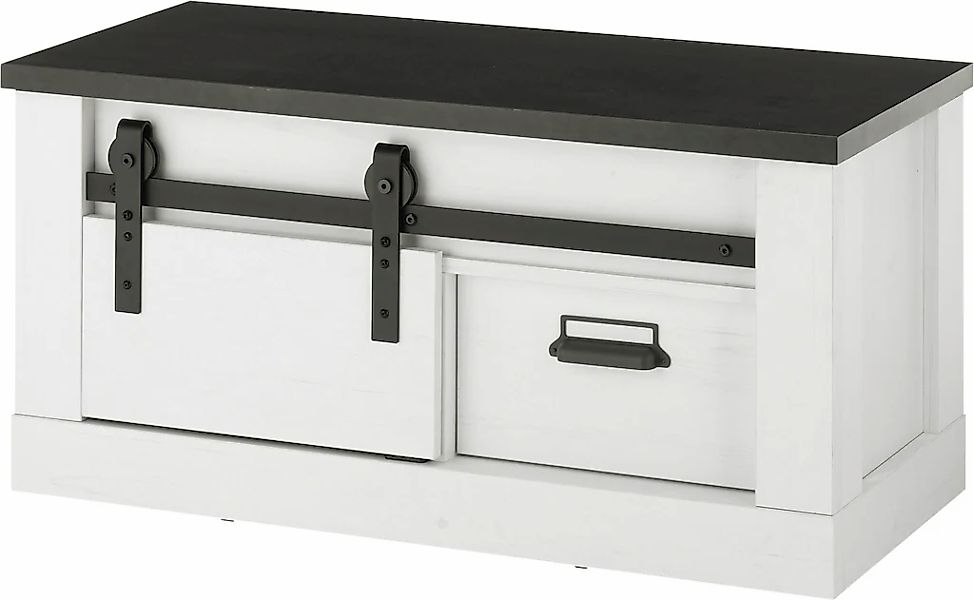 Home affaire Sitzbank "SHERWOOD" modernes Holz Dekor, mit Scheunentorbeschl günstig online kaufen