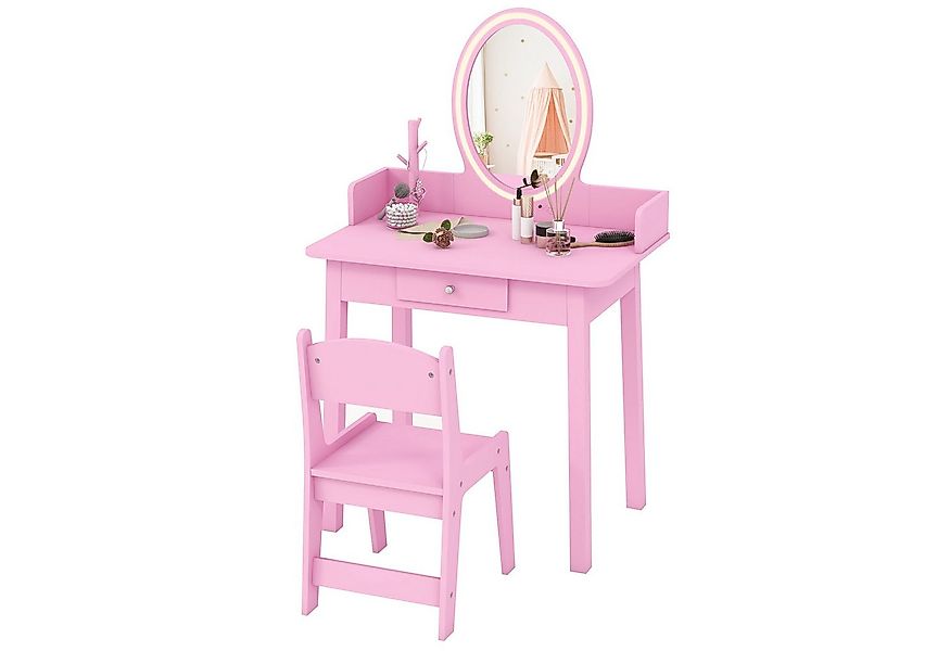 COSTWAY Schminktisch, Kinder Frisiertisch Set mit Stuhl günstig online kaufen