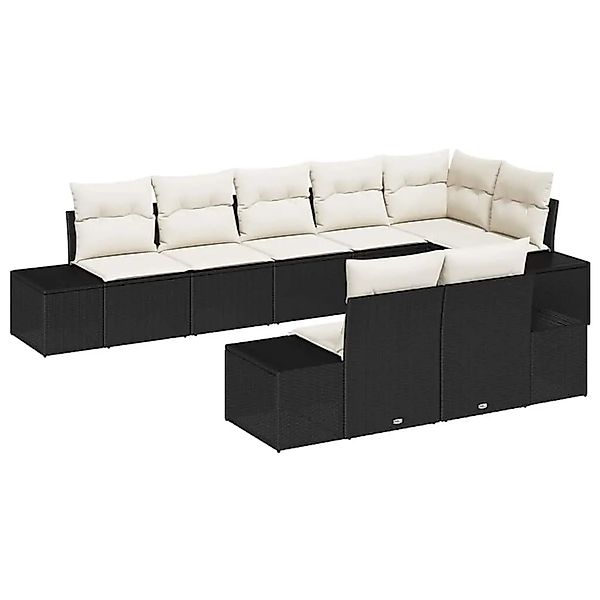 vidaXL Gartensofa-Set mit Speicher 8 Stk Schwarz und Creme Poly Rattan 3355 günstig online kaufen