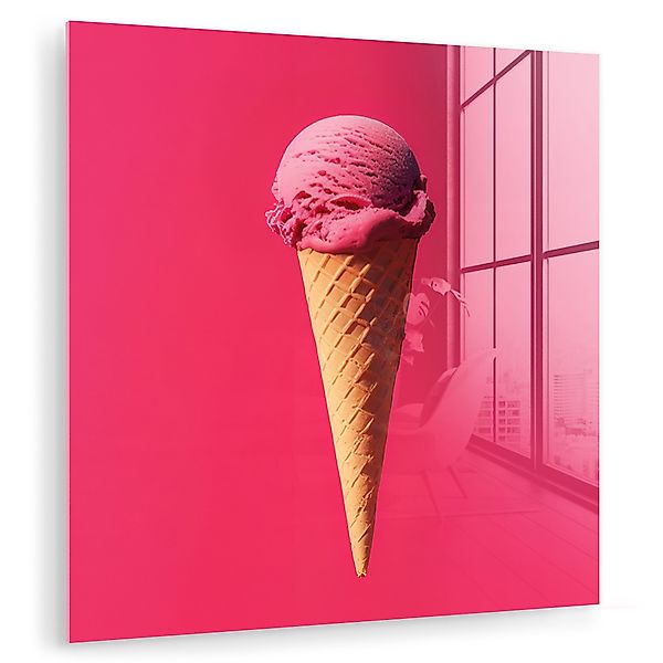 MuchoWow Acrylglasbild Schaufel Eiscreme - Rosa günstig online kaufen