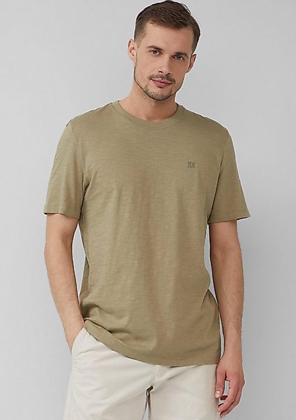 s.Oliver Kurzarmshirt T-Shirt T-Shirt mit Flammgarnstruktur und Logo-Print günstig online kaufen