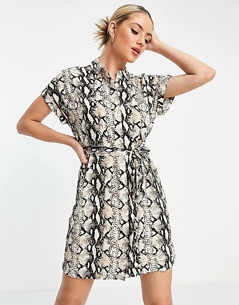 Vero Moda – Mini-Hemdkleid in Beige-Neutral günstig online kaufen