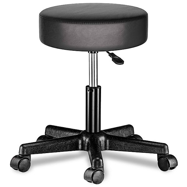 Rollhocker mit Rollen Kunstleder Schwarz 360° drehbar günstig online kaufen
