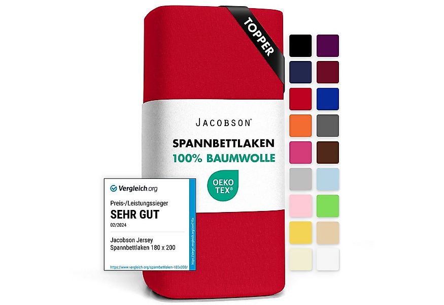 Jacobson Spannbettlaken TOPPER aus 100% Baumwolle, Jersey Bettlaken 160 g/m günstig online kaufen
