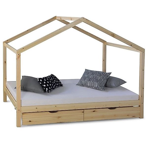 Homestyle4u Kinderbett 90x200 Hausbett Kinderhaus Spielbett Holzbett Bettka günstig online kaufen