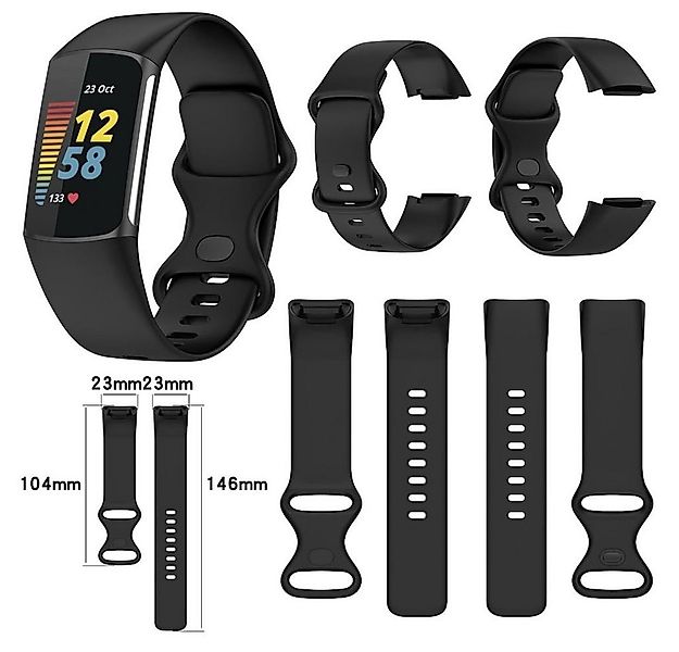 Wigento Smartwatch-Armband Für Fitbit Charge 6 / 5 Silikon Uhr Watch Sport günstig online kaufen