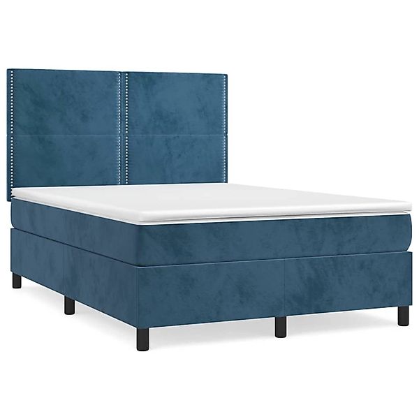 vidaXL Boxspringbett mit Matratze Dunkelblau 140x200 cm Samt1349948 günstig online kaufen