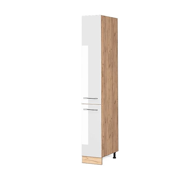Vicco Apothekerschrank Fame-Line Weiß Hochglanz/Goldkraft Eiche 30 cm günstig online kaufen